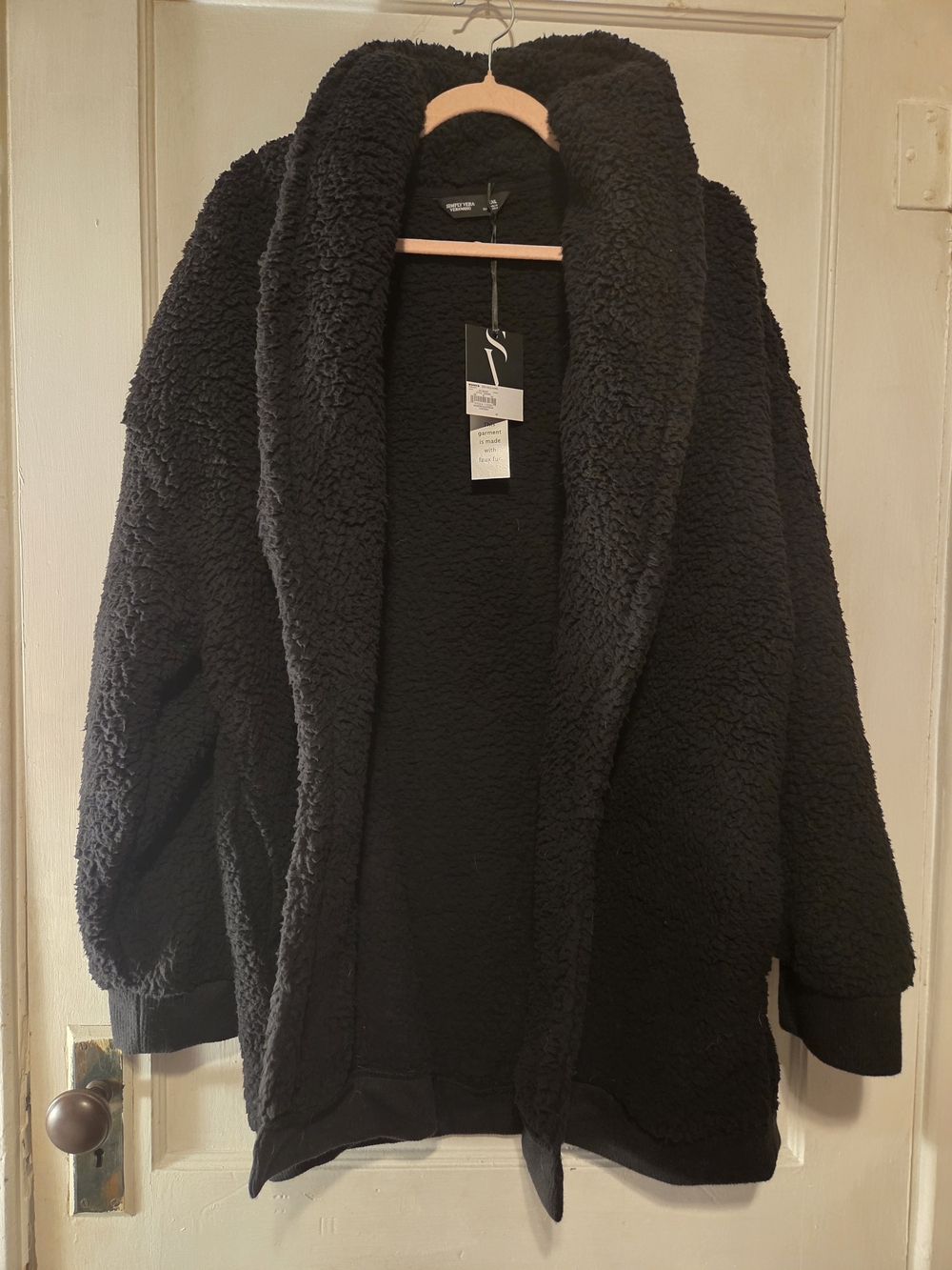 NWT Simply Vera Vera Wang Plush Sherpa Open Front Cardigan